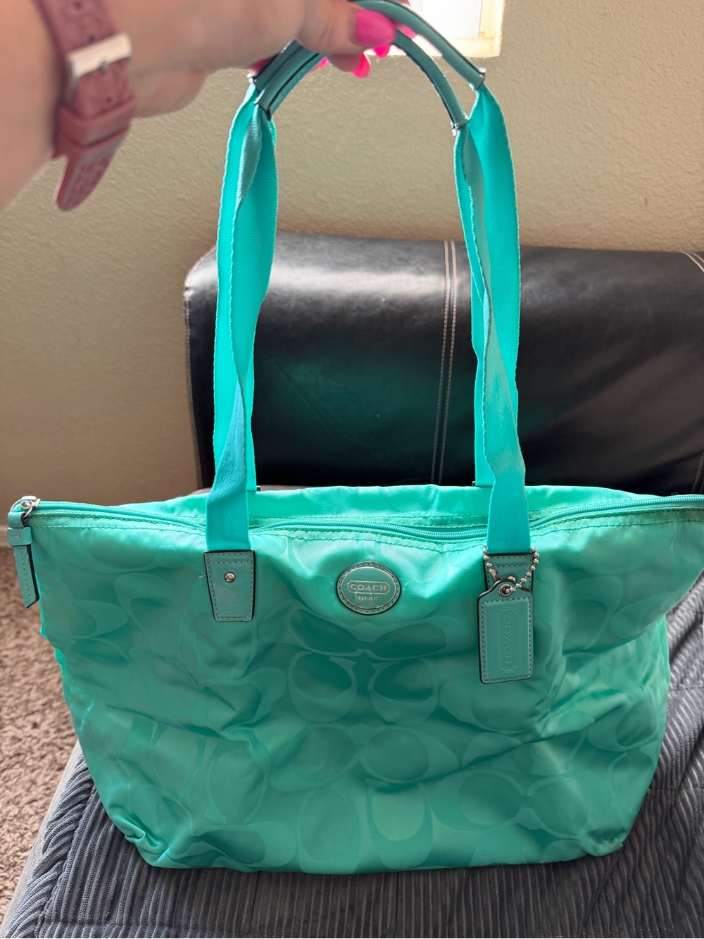 Coach vintage Aqua Signature Packable Tote